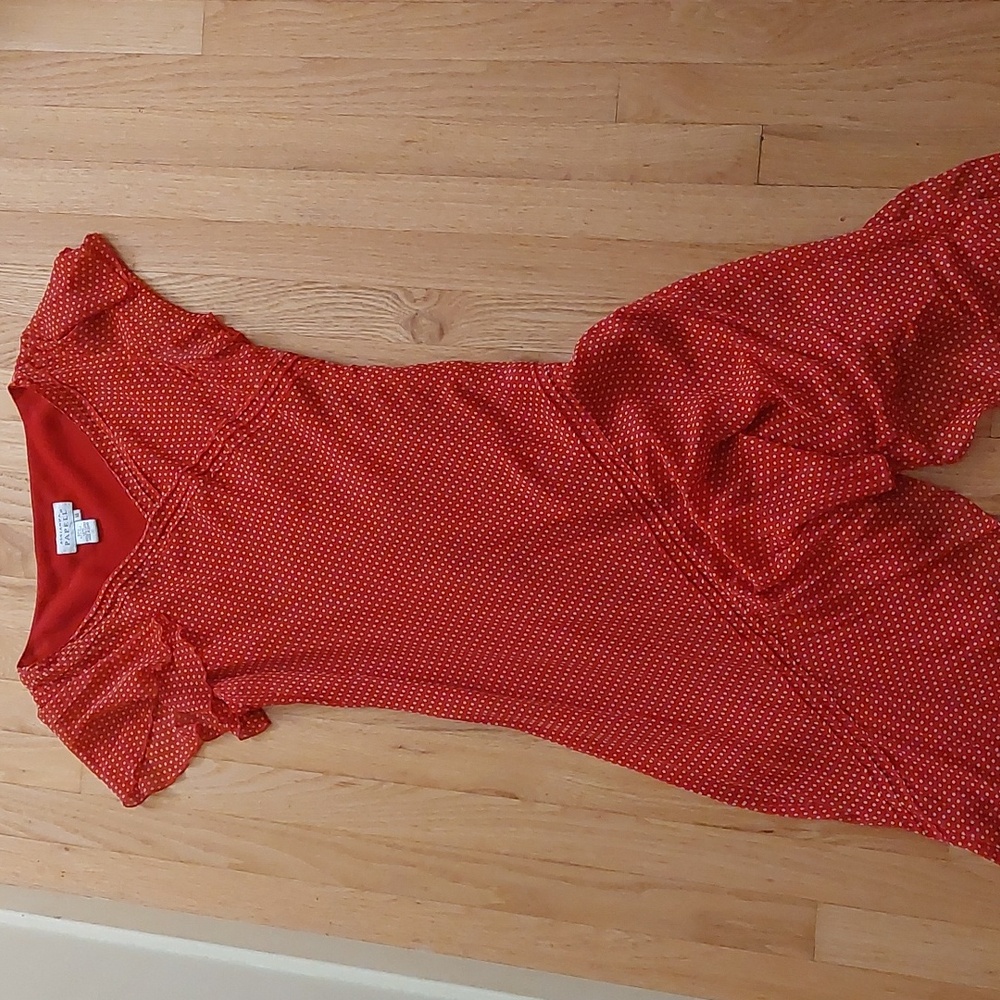 Red polka dot dress, size 14.